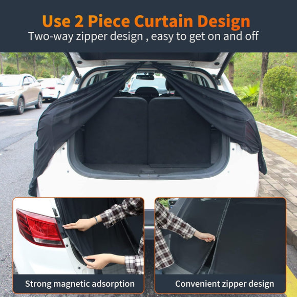 Car Tailgate Mesh Screen for SUV Van Breathable Magnetic Car Screen for Tail Gate Hatch Camping Gear Accessories
