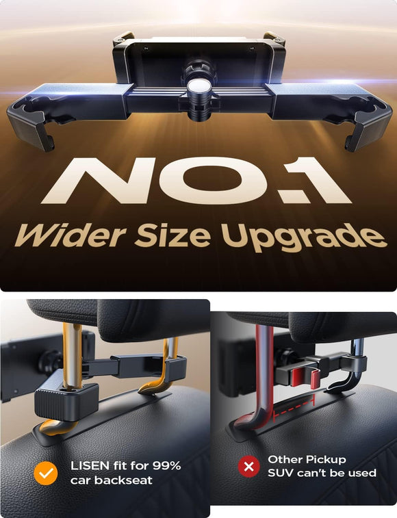 Tablet Holder for Car Headrest iPad Car Holder Back Seat Travel Accessories Long Road Trip Essentials for Kids Black Tablet Stand for iPad Pro Air Mini Galaxy Fire 4.7-12.9 Devices