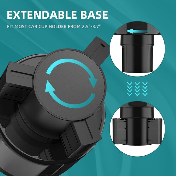 Car Cup Holder Expander Adapter with Offset Base Cup Holder Extender for Car Compatible with Yeti 14/24/36oz Hydro Flasks 32/40oz Other Large Water Bottles and Mugs in 3.2-4.0