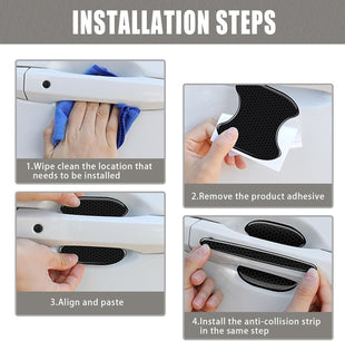 8Pcs Car Door Handle Bowl Sticker Reflective Car Door Handle Paint Scratch Protector Self-Adhesive Scratch Collision Protection Guard Auto Exterior Decor Universal for SUV Truck RV (Black)