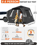 SUV Tent Instant 6-8 Person Waterproof & Windproof Tailgate Car Camping Tent with Movie Screen for Family Camping & Outdoor Adventures-5