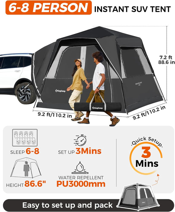 SUV Tent Instant 6-8 Person Waterproof & Windproof Tailgate Car Camping Tent with Movie Screen for Family Camping & Outdoor Adventures