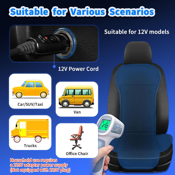 12V Cooling Car Seat Cover with 16 Fans Automotive Seat Cooler Pad for Front Seats Ventilated Car Seat Cushion with Breathable Design & Instant (Seat Cover and Back Cover)
