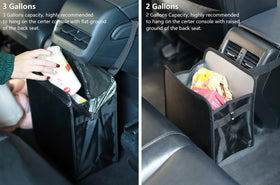 3 Gallons Open-Top Car Trash Can Large Capacity Hanging Leakproof Car Trash Bag with Water-proof PEVA Liner Stand Trash Bag for Cars Foldable Storage Bag for Cars SUV Truck RV Black - 0