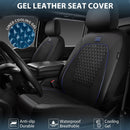 Leather Car Seat Covers Gel Wetsuit PU Front Seat Cover Waterproof EVA 2pcs All Weather Neoprene Universal Fit Pickup SUV Truck Sedan Automotive Armrest Airbag Compatible Rhombic Blue Strip-4