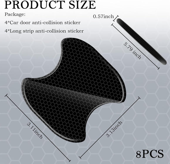8PCS Car Door Handle Protector with Reflective Design Universal Fit Black Plastic Reflective Door Handle Scratch Protector