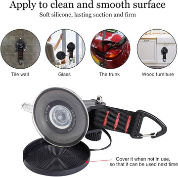 Suction Cup Hooks Heavy Duty 4 Pieces Car Camping Essentials Upgraded Tie Down Suction Cup Camper Accessories with Securing Hook Strong Power for RV Boat Window Glass Camping Trap.(4 pcs) - 0