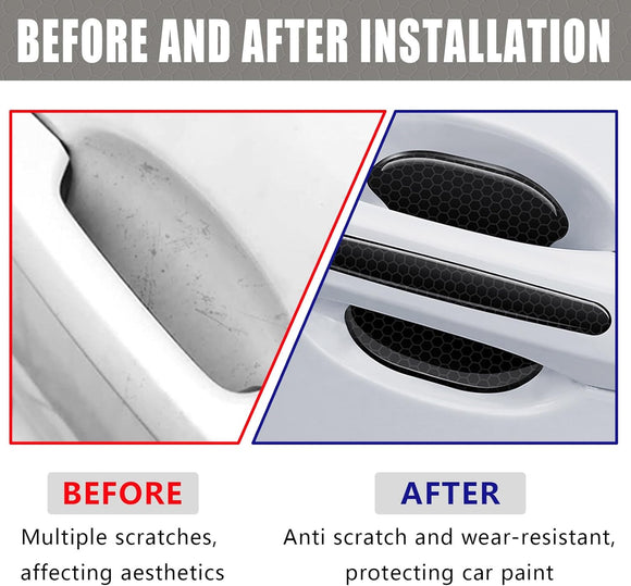 8Pcs Car Door Handle Bowl Sticker Reflective Car Door Handle Paint Scratch Protector Self-Adhesive Scratch Collision Protection Guard Auto Exterior Decor Universal for SUV Truck RV (Black)