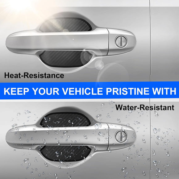 4PCS Car Door Handle Stickers Scratch Protectors Carbon Fiber Car Door Handle Bowl Sticker Universal Door Handle Protective Film for Most Models (Medium)