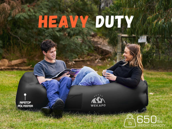 Inflatable Lounger Air Sofa Hammock-Portable Water Proof& Anti-Air Leaking Design-Ideal Couch for Backyard Lakeside Beach Traveling Camping Picnics & Music Festivals (Black)