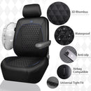 Leather Car Seat Covers Gel Wetsuit PU Front Seat Cover Waterproof EVA 2pcs All Weather Neoprene Universal Fit Pickup SUV Truck Sedan Automotive Armrest Airbag Compatible Rhombic Blue Strip-2