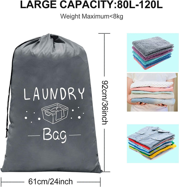 2 Pack Extra Large Travel Laundry Bag Dirty Clothes Organizer with Drawstring Heavy Duty Travel Laundry Bags Easy Fit a Laundry Hamper Travel Essentials