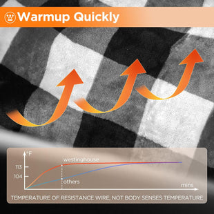 Heated Car Blanket 12-Volt Electric Blanket for Car Truck SUV RV Portable Heated Throw for Camping Grey Buffalo Plaid 59 x 43