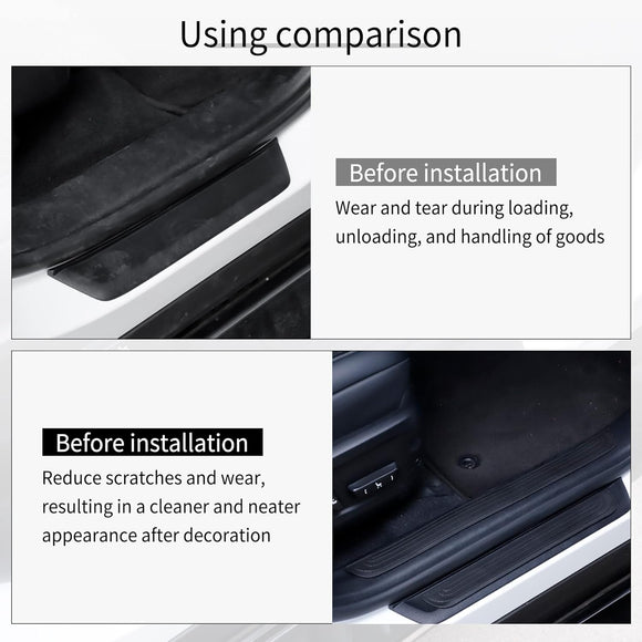 Car Door Threshold Protection 4PCS Door Edge Step Dust Shield Cover Door Width 23.6x2.36inch Car/SUV Universal Rubber Scratch Resistant Exterior Accessories (Black)