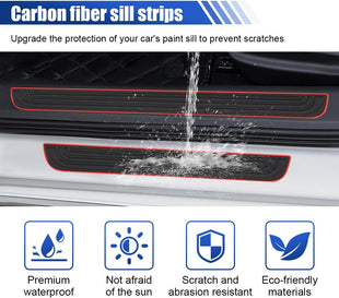 4PCS Car Door Sill Protector Anti-Scratch Car Door Edge Guard Waterproof Door Sill Stickers Front/Rear Door Step Guard Door Entry Guard Decoration Accessories for Car Truck SUV (Black/Red)
