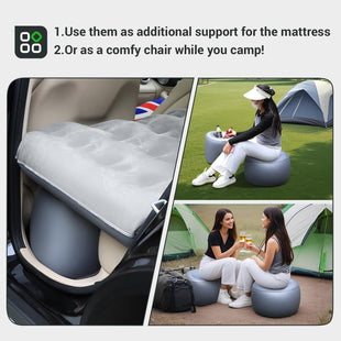 SUV Air Mattress Thickened Flocked Camping Bed for Car Trunk & Back Seat Includes Electric Pump & 2 Foot Pedals Portable Inflatable car Mattress (Gray)