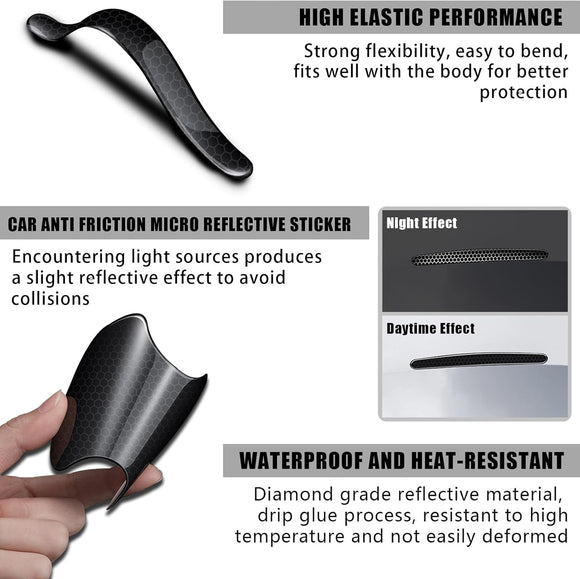 8Pcs Car Door Handle Bowl Sticker Reflective Car Door Handle Paint Scratch Protector Self-Adhesive Scratch Collision Protection Guard Auto Exterior Decor Universal for SUV Truck RV (Black)
