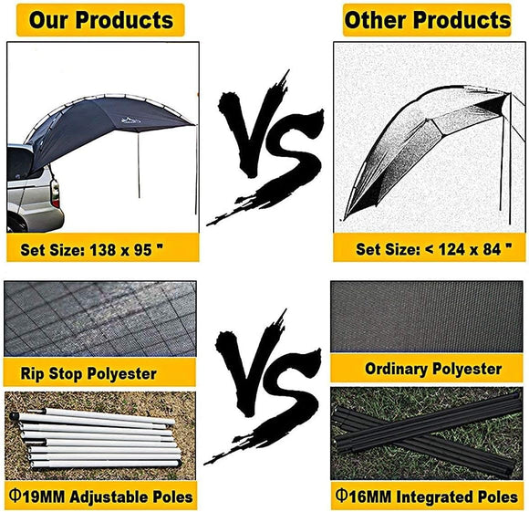 Versatility Camping Tent for Truck Bed SUV RVing Van Trailer and Overlanding Portable Teardrop Awning Canopy Tear Resistant Tarp with 2 Sandbag