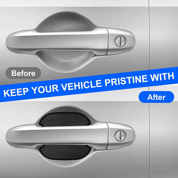 4PCS Car Door Handle Stickers Scratch Protectors Carbon Fiber Car Door Handle Bowl Sticker Universal Door Handle Protective Film for Most Models (Medium)