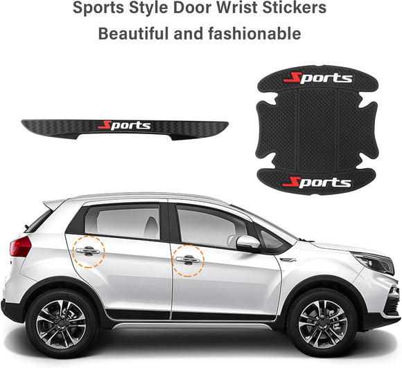 4PCS Car Door Protector+4PCS Car Door Handle Protector Sports Car Door Handle Scratch Protector Universal Car Door Edge Protector Car Decorations Fit Most Car SUV Truck