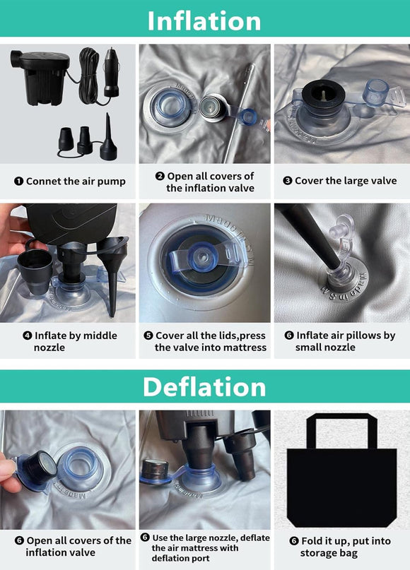 SUV Air Mattress Inflatable SUV Mattress Bottle and Phone Holder Thickened Flocking & PVC Surface Car Air Mattress with Electric Air Pump Travel Mattress for Car Camping Road Trip (Black)