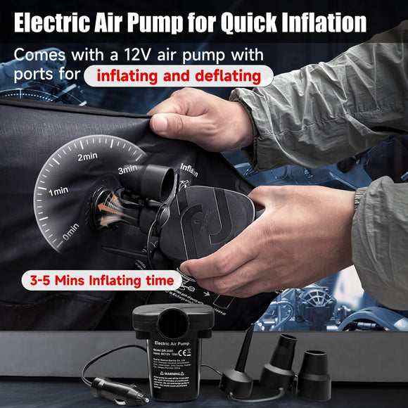 Inflatable SUV Air Mattress Bed Car Mattress for SUV Double-Sided Flocking Travel Camping Bed Car Sleeping Mattress for Universal SUV with Air Pump 2 Pillows