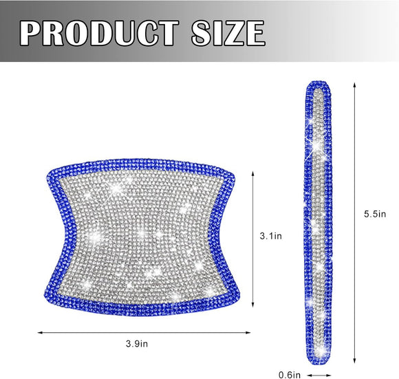 8pcs Bling Car Door Handle Protector Stickers Crystal Rhinestone Glitter Car Door Handles Cup Scratch Protectors Decals Universal (White & Blue)