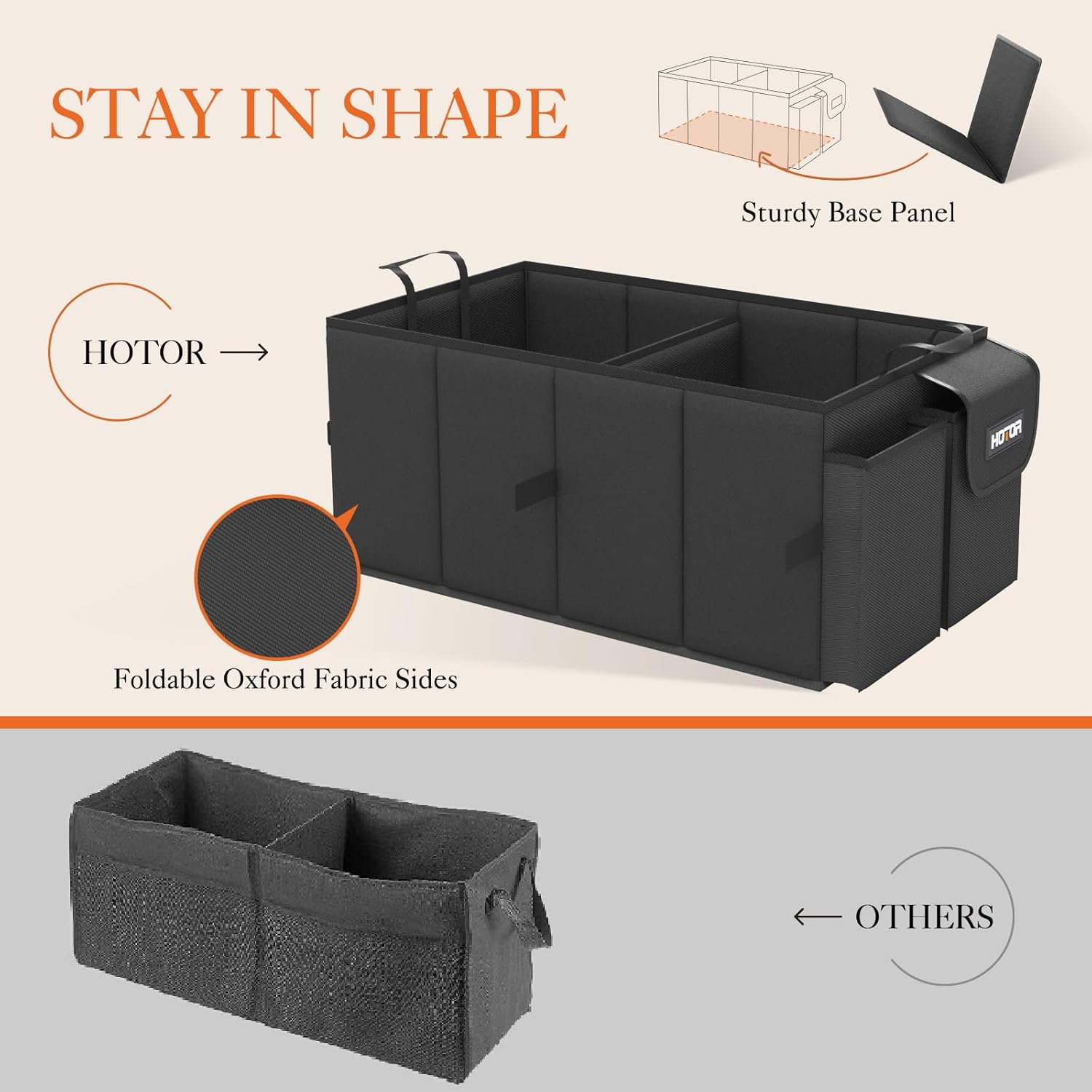 Trunk Organizer for Car - Car Organizer, Foldable Trunk organizer for SUVs & Sedans, Sturdy Car Organization for Car Accessories, Tools, Sundries, Black, 2 Compartments, 21.3"?12.6"?10.6"