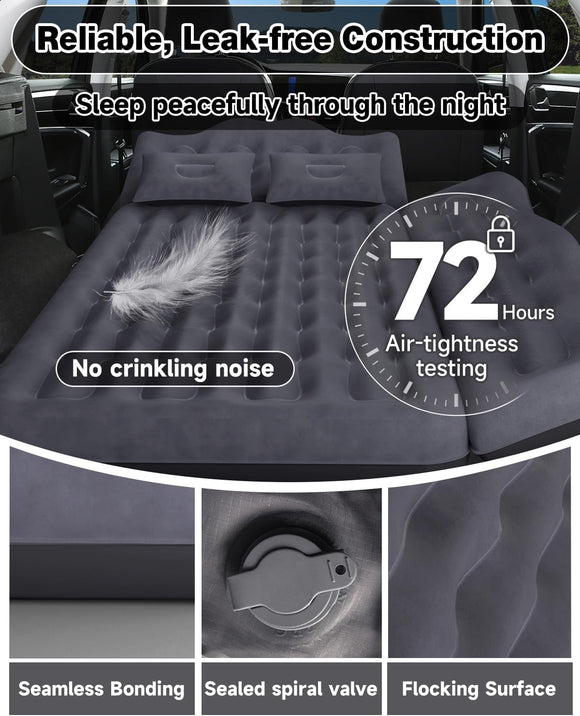 Inflatable Car Mattress Bed: SUV Camping Air Bed for Truck Backseat with Pump & Pillows Car Sleeping Airbed for Van Back Seat