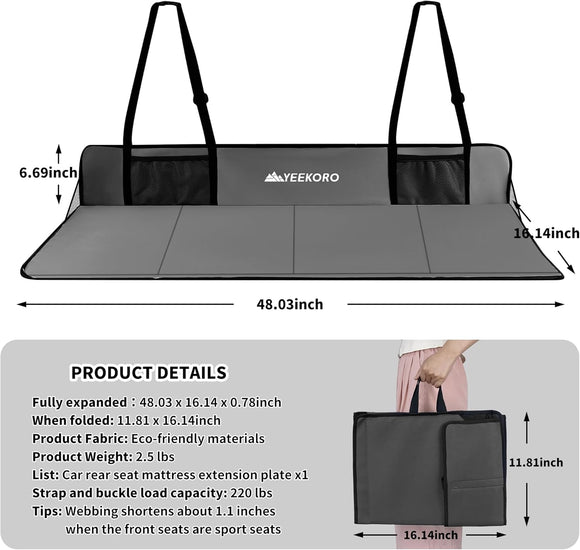 Car Rear Seat Mattress Extension Plate Foldable Car Back Seat ExtenderPortable Mattress for Sleeping Increase Travel Trunk Space and Car Bed Camping Space for Car SUV Model Y/3