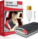 12V/24V Car Electric Blanket for Back Pain Relief 4 Heat Settings 11 Auto-Off Portable Mini Travel Blanket for Back Pain Neck Shoulders and Cramps Relief 12 x 24 Washable-1