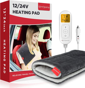 12V/24V Car Electric Blanket for Back Pain Relief 4 Heat Settings 11 Auto-Off Portable Mini Travel Blanket for Back Pain Neck Shoulders and Cramps Relief 12 x 24 Washable