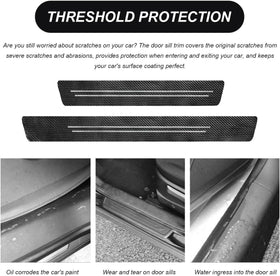 9 PCS Car Door Sill Protector Waterproof Carbon Fiber Style Car Door Entry Guard Sill Protector Anti-Scratch Door Threshold Strips Stickers for Most Vehicles Car Accessories - 0