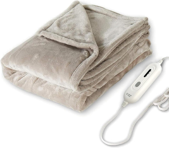 Electric Heated Blanket Throw Super Cozy Soft 2-Layer Flannel 50 x 60 Heated Throw with 3 Heating Levels & 4 Hours Auto Off Machine Washable ETL&FCC Certified Home Office Use Camel