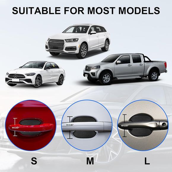 4PCS Car Door Handle Stickers Scratch Protectors Carbon Fiber Car Door Handle Bowl Sticker Universal Door Handle Protective Film for Most Models (Medium)