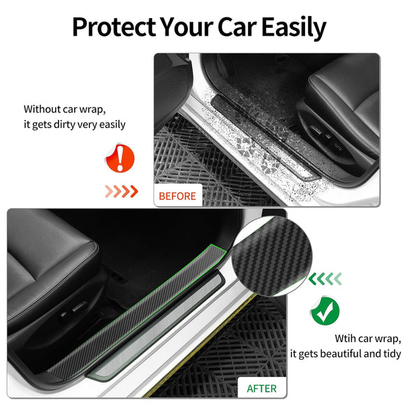 Upgraded carbon fiber wrap door sill protector car door protector edge guards car vinyl wrap Vinyl Automotive Protection Film Anti-Collision Fits for car Truck SUV Motorcycle (2.7In x 33Ft)