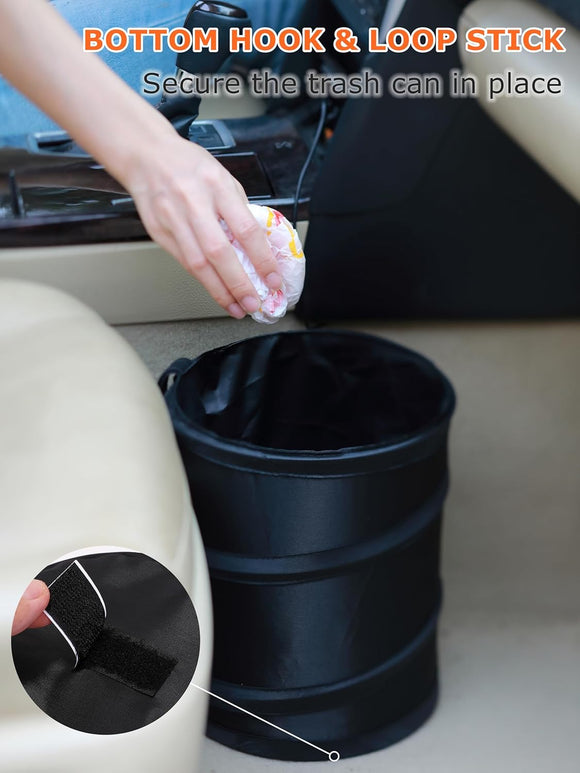 2Packs 2 Gallons New Leakproof Car Trash Can Compact Trash Can Pop-up Collapsible Hanging Car Trash Bin with Hook and Loop Waterproof PEVA Liner Open-Top Garbage Can for Cars Home Office
