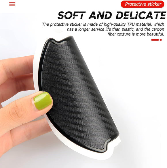 4Pcs Car Door Handle Stickers 3D Carbon Fiber Texture Auto Door Cup Protective Film TPU Scratch Protector Cover Guard Pad Vehicle Door Bowl Paint Cover Universal for Most Models (3.743.93)
