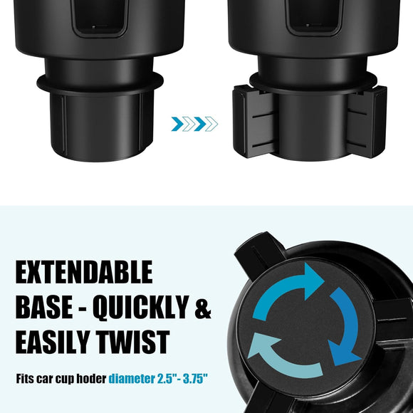 Upgraded Car Cup Holder Expander Adapter with Offset Adjustable Base Compatible with Yeti 14/24/36/46oz Ramblers Hydro Flasks 32/40oz Other Large Bottles Mugs in 3.5-4.0 1 Pack