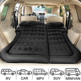 SUV Air Mattress Camping Bed Cushion Pillow Inflatable Thickened Car Air Bed Mattress with Electric Air Pump Portable Sleeping Pad for Travel Camping Upgraded Version Black