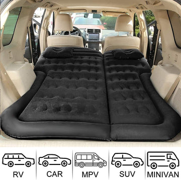 SUV Air Mattress Camping Bed Cushion Pillow Inflatable Thickened Car Air Bed Mattress with Electric Air Pump Portable Sleeping Pad for Travel Camping Upgraded Version Black - 0
