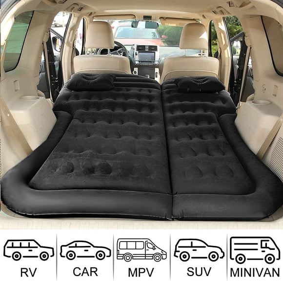 SUV Air Mattress Camping Bed Cushion Pillow Inflatable Thickened Car Air Bed Mattress with Electric Air Pump Portable Sleeping Pad for Travel Camping Upgraded Version Black