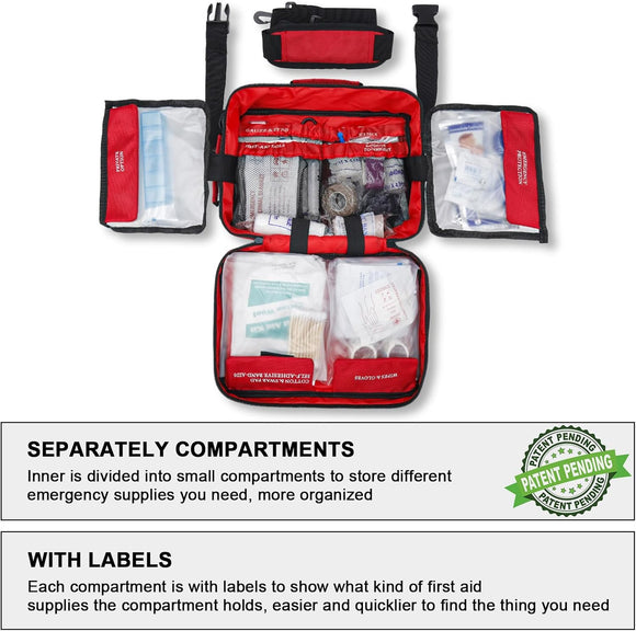 Premium 420 Piece Large First Aid Kit for Home Car Travel Camping Truck Hiking Sports Office Vehicle & Outdoor Emergencies - Emergency Medical Kits Businesses & Home Medical Supplies