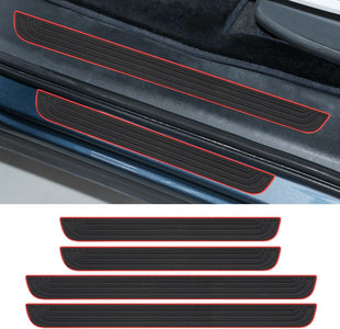 4PCS Car Door Sill Protector Anti-Scratch Car Door Edge Guard Waterproof Door Sill Stickers Front/Rear Door Step Guard Door Entry Guard Decoration Accessories for Car Truck SUV (Black/Red)