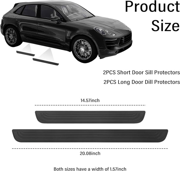 4PCS Car Door Sill Protector Anti-Scratch Rubber Car Door Protector Edge Guards for Door Steps Universal Waterproof Door Threshold Strips Exterior Accessories for Car Truck SUV (Black Width 1.57)