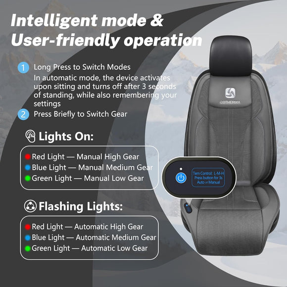 Cooling Car Seat Cushion Front Seat 12V&24V Cooling Seat Cover for Car with 10 Fans Rapid Cooling with Automatic Start and Pause Seat Cushion (Brey)