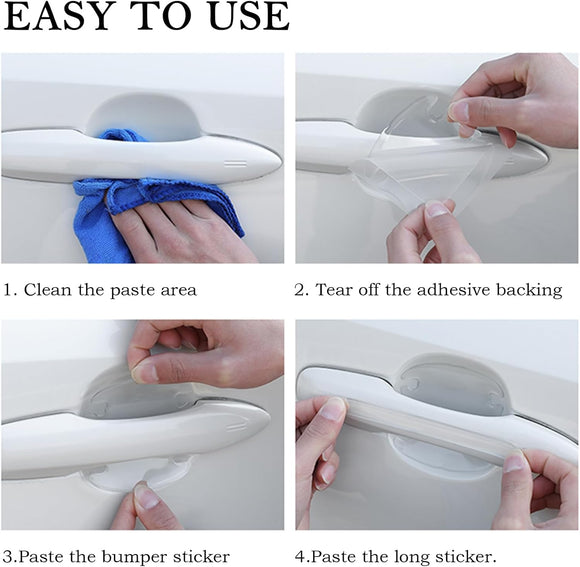 4PCS Car Door Handle Protectors 4PCS Car Door Handle Cup Protector Kit PVC Car Door Handle Scratch Protector for Scratches As Car Decorations Universal Car Door Handle Scratch Protector (Transparent)