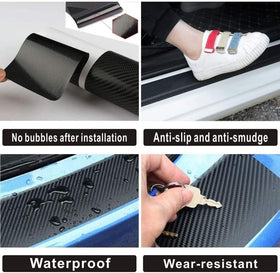 4Pcs Car Door Sill Protector Reflective 4D Carbon Fiber Leather Sticker Decoration Door Entry Guard Accessories Compatible with Colo4x4rado Off Road (White) - 0