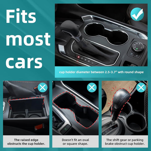 Car Cup Holder Expander Adapter with Offset Base Cup Holder Extender for Car Compatible with Yeti 14/24/36oz Hydro Flasks 32/40oz Other Large Water Bottles and Mugs in 3.2-4.0