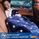 Car Heated Blanket - 12-Volt Portable Blanket for Car Truck SUV RV - Soft Flannel and Sherpa - Travel Size 59 x 43-5